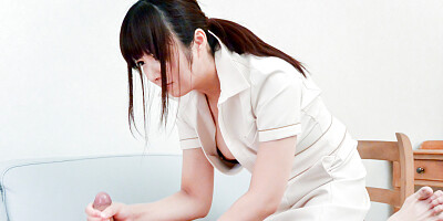 Asian masseuse blows a guy and pushes dick between titties