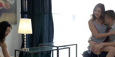 Drunk young woman insists on taking part in a foursome