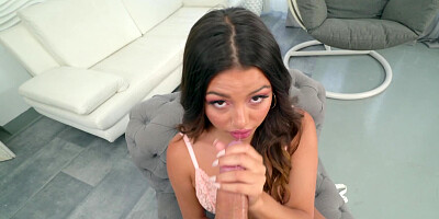 Camila Palmer polishes a hard prick and rides it in POV video