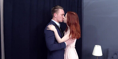 Redhead glam babe plowed by her man