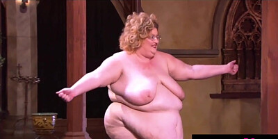 Gross PLUMPER mature escort waiting the astonished men in the cathouse