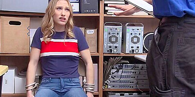 Blond Hair Babe Thief Begs For A Big Male Stick