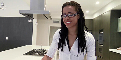 Kira Noir lets white dude eat & fuck her ebony pussy