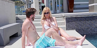 Brandi Love In Sunbathing Huge Tittied Ambushed For Some Stretching