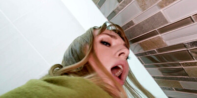 Angel Youngs rides thick throbbing cock with her panties on