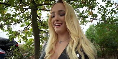 Cute blonde Anna Khara rides cock POV for money