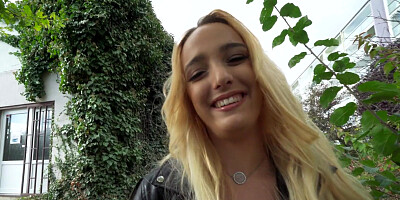 Cute blonde Anna Khara rides cock POV for money
