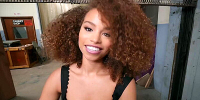 Ebony Cecilia Lion slobbers up & fucks dad's employee's huge dick