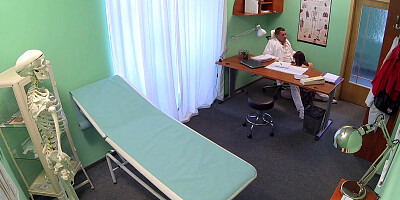Frisky brunette with fine tits gets screwed by cocky doctor