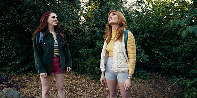 Two busty lesbians Lacy Lennon and Aria Carson masturbate near the tent