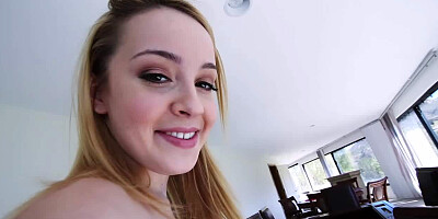 Teen with the beautiful round ass Alexia Gold is staying on knees and swallowing member