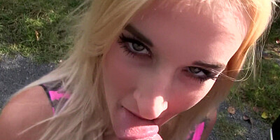 Easygoing blondie Daisy Lee pleases horny dude outdoors