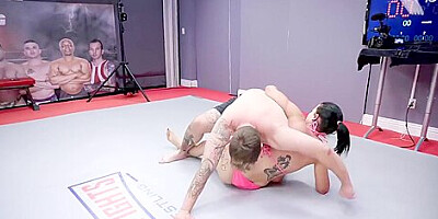 Nadia White In Dominating And Face Sitting On A Dude During Nude Wrestling Fight