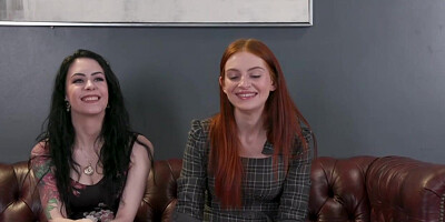 Redhead lesbian rim and anal fuck brunette babe