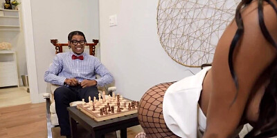 Black man fucks the curvaceous Ebony MILF on white bedsheets