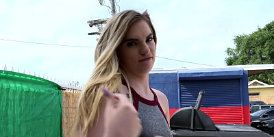 College slut for cash finds courage to suck dick in public place