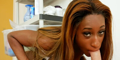 White guy has to fuck the Ebony stepsister to keep her mouth shut