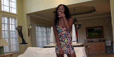 A black girl that has nice big tits with small hard nipples sucks