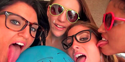 Four magnificent vixens having blast while sucking some large penis