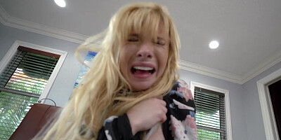 Brutal guy is going to fuck blonde chick like a dirty little slut