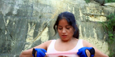 Busty latina Amy Amor and pov sex in nature