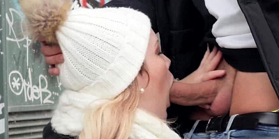 Paola Guerra gives bj in public then fucks indoor to pay her rent
