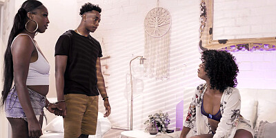 Ebony Daya Knight and stepmom Misty fucks with stud