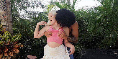 Young bombshell Gia Ohmy enjoys riding big black cock