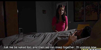 SIS.PORN. Youngster and winsome young stepsis practice sex on the bed