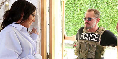 Housewife in stockings gets fucked hard by police officer's dick