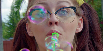 Schoolgirl Kandi Quinn with pigtails gets a hard fuck and cum on her face