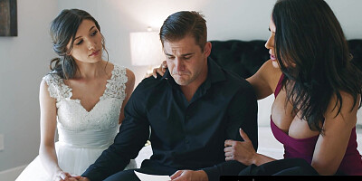 PURE TABOO Bride Maya Woulfe Caught Anxious Fiance Sucking His Caring Stepmom Reagan Foxx',s Breasts