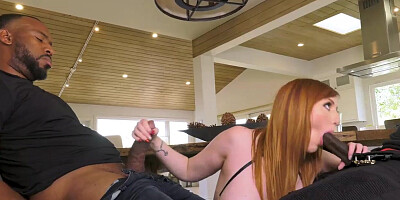 Curvy Redhead Milf In Lingerie Bangs Two Black Brothas