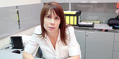 Hugetits milf tugging POV cock gently