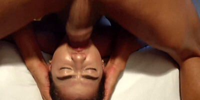 Exquisite first-timer black-haired loves to get a immense, rigid man meat down her gullet, until it spews