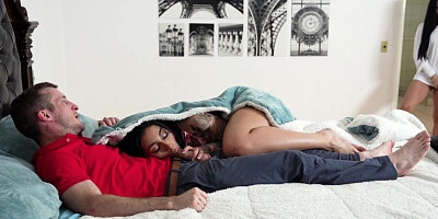 Ariana Starr sneakily sucks Brick Danger's hard cock