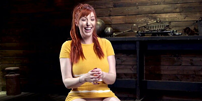 Huge natural tits redhead suffers in bondage