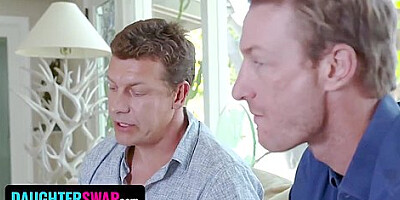 Cute Stepdaughters Stevie Grey & Aria Lee Get Banged By Stepfathers With Masks