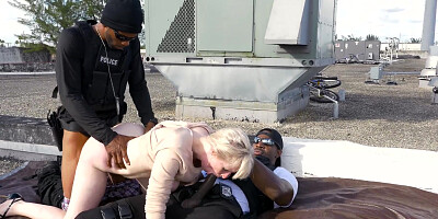 Kiki Parker takes two bbc's on the rooftop