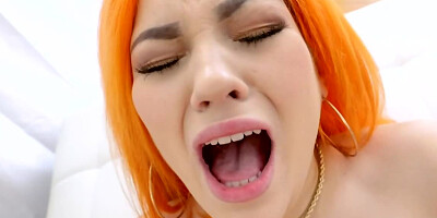 Cameraman drills ginger model with appetizing buttocks