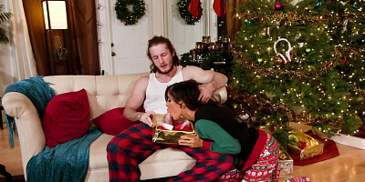 Guy is blessed with splendid bitches' pussies for Christmas