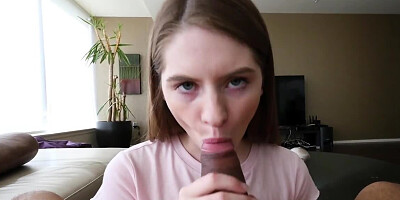 Cock hungry sweetie sucking a delicious dong in POV
