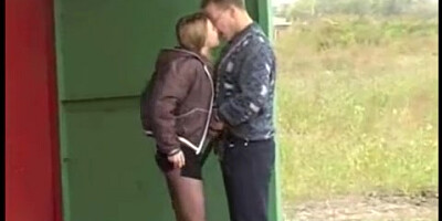Isolated bus stop unveils a suck job that becomes getting nailed from behind for this clad gal