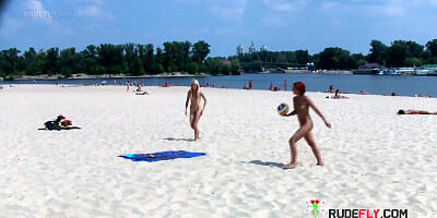 Adorable nudist teen sunbathes nude