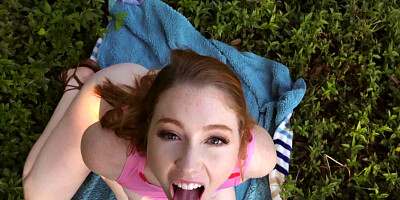 Arietta Adams gives a great head and gets screwed outdoors