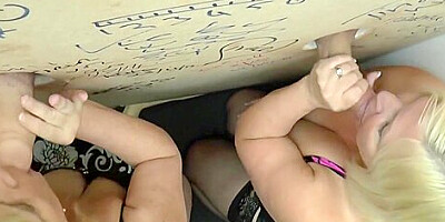 Senior brit sucking dick through gloryhole