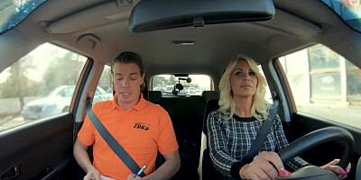 Busty milf publicly riding driving instructor