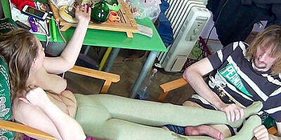 Footjob With Feet Fetish Cumshot With Cotton Pantyhose Fetish With Smoking Fetish