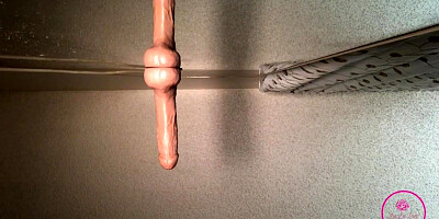 Ebony doll, Lala Ivey is having a fountain while inhaling and railing a faux hard-on