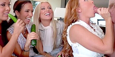 Femdom milfs in group rule cock by sucking